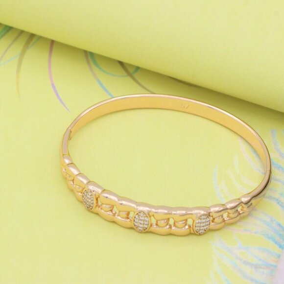 Elegant Rose Gold Bangle with Oval CZ Accents, XPBL0454 - Picture 5 of 11